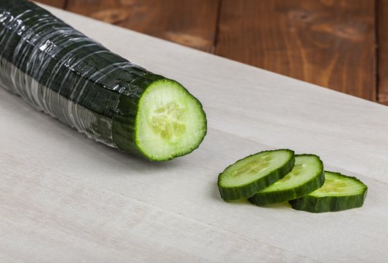 Cucumber packed in plastic