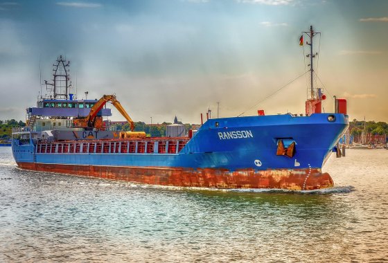 Picture shows a large and old fishing ship